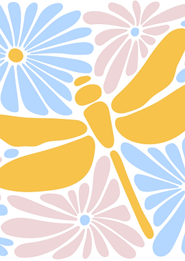 Dragonfly and Floral Pattern