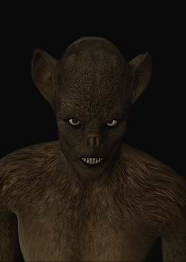 Furry Monster with Red Eyes