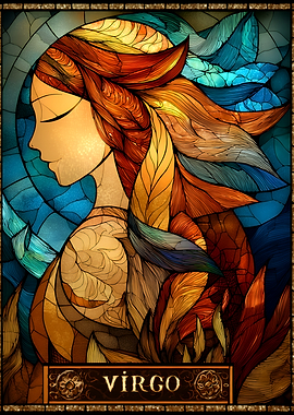 Virgo Zodiac Sign Stained Glass Art