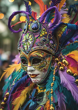 Mardi Gras Masked Figure Portrait