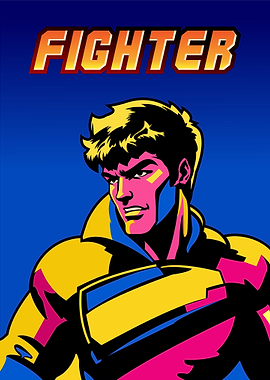Fighter Illustration with Bold Colors
