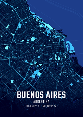 Buenos Aires Midnight City Map