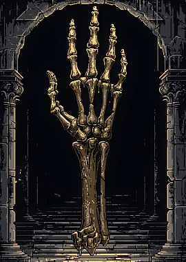 Pixel Art Skeleton Hand in Archway