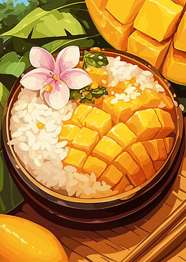 Mango Sticky Rice Illustration