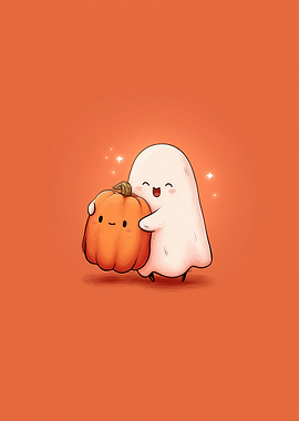 Cute Ghost and Pumpkin