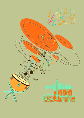 Musical Instruments and Notes Illustration