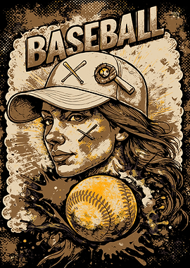 Baseball Girl Graphic Art