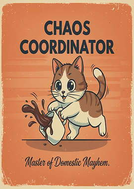 Chaos Coordinator Cat Cartoon Poster