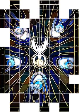 Abstract Stained Glass with Central Symbol