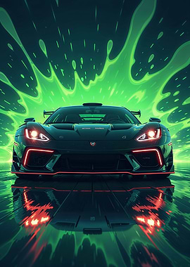 Sleek Black Sports Car with Neon Accents