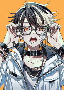Anime Boy with Piercings and Bandages