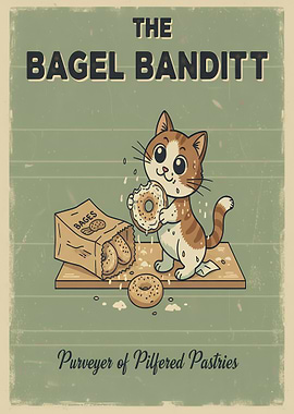 The Bagel Banditt Cat Poster