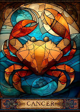 Cancer Zodiac Sign Stained Glass Art