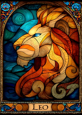 Leo Zodiac Sign Stained Glass Art