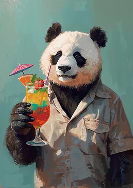 Panda with Cocktail
