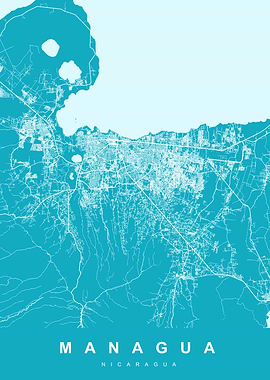 Managua, Nicaragua City Map Art