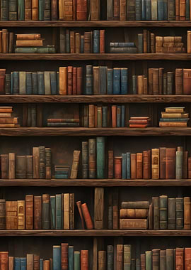 Full Bookshelf with Many Colorful Books