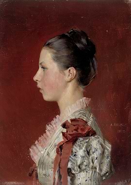 Young Woman Portrait by Albert Edelfelt