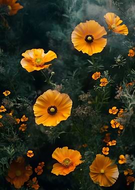 Vibrant Orange Poppies in Lush Garden