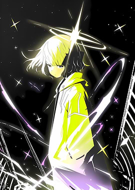 Anime Girl with Neon Hoodie