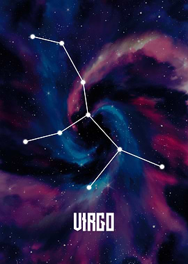 Virgo Constellation on Nebula Background