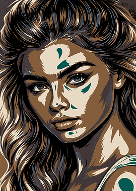 Portrait of a Woman with Face Paint