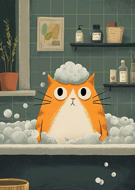 Cat in a Bubble Bath