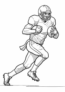 American Football Player Running Illustration