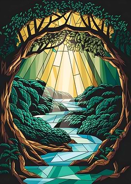 Stained Glass Forest River
