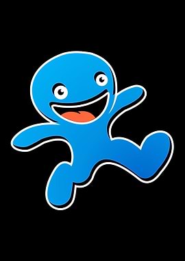 Happy Blue Character on Black Background