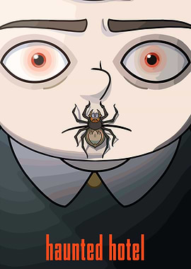 Haunted Hotel Cartoon with Spider