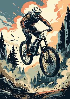 Mountain biker jumping off a cliff