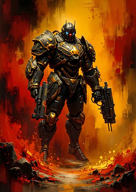 Futuristic Armored Warrior with Guns