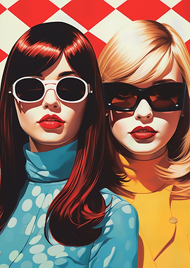 Retro Fashion Portrait of Two Women