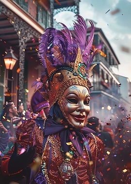 Mardi Gras Masked Figure Celebration