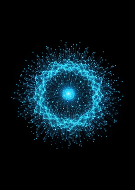 Abstract Blue Light Burst on Black