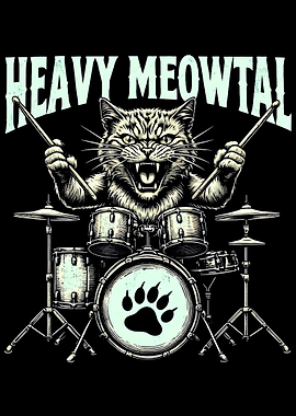 Heavy Meowtal Cat Drummer
