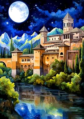 Alhambra Palace at Night