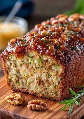 Zucchini Bread with Glaze and Walnuts