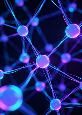 Abstract Network of Glowing Spheres