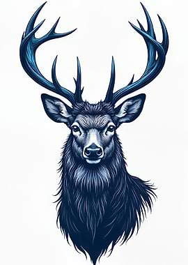 Elegant Blue Deer Portrait