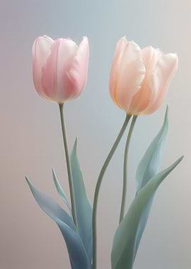 Two Pale Pink Tulips
