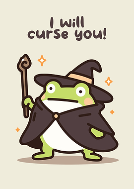 Cute Frog Wizard Cartoon Illustration