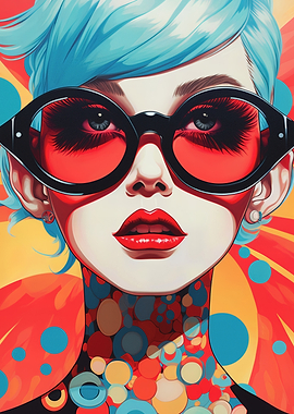 Retro Woman Portrait with Sunglasses