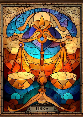 Libra Zodiac Sign Stained Glass Art