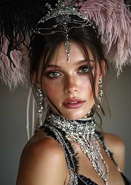 Portrait of a woman with ornate headdress