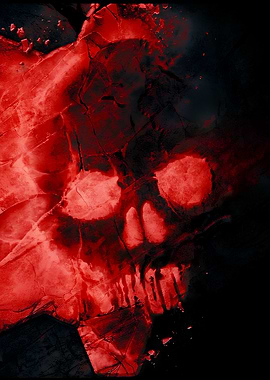 Red Skull Abstract Dark Art