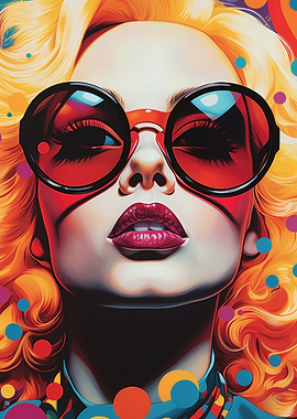 Pop Art Portrait with Round Sunglasses