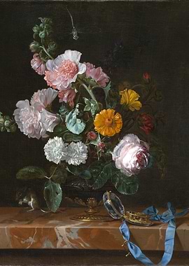 Floral Still Life with Mouse