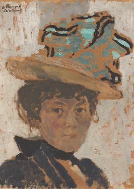 Woman with Hat, Pastel Portrait
